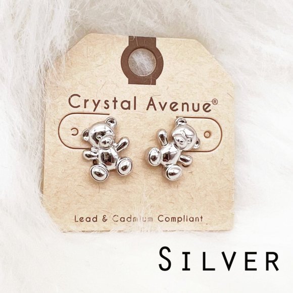 NEW Cuddly Teddy Bear Dainty Cute Kawaii Angelcore Stud Earrings Gold or Silver - Picture 6 of 15